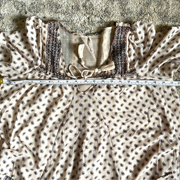 FREE PEOPLE BOHO PENNY LANE TEA COLOR MINI DRESS - Picture 11 of 14